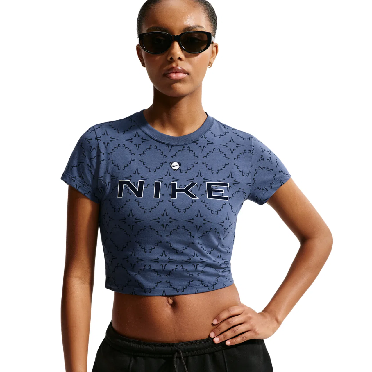 Женская футболка с принтом NSW Chill Knit Crop Nike, цвет Mystic Navy/Obsidian