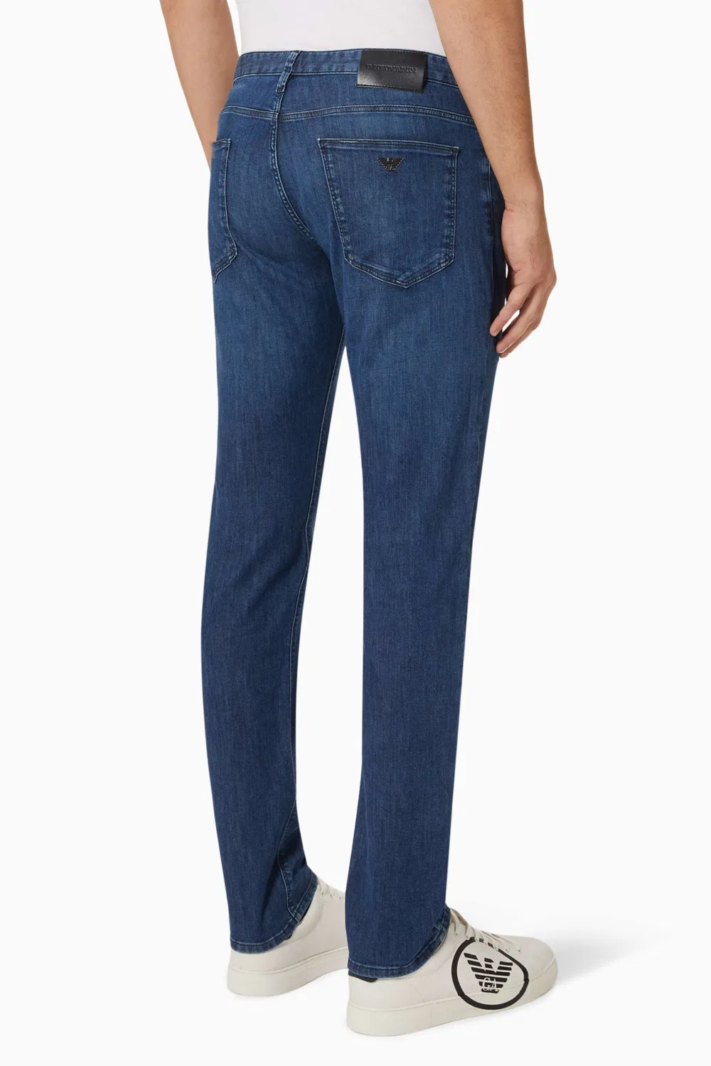 Джинсы слим-фит с эффектом потертостей J06 Emporio Armani, синий — фото 3