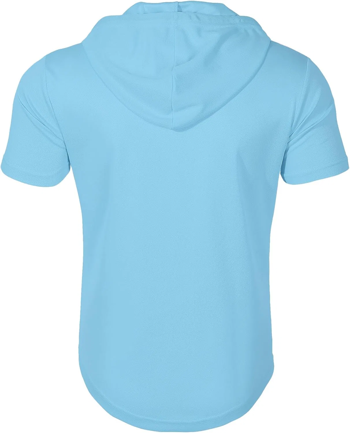 Мужская футболка с четверть-застежкой и капюшоном Generic, Sky Blue — фото 4