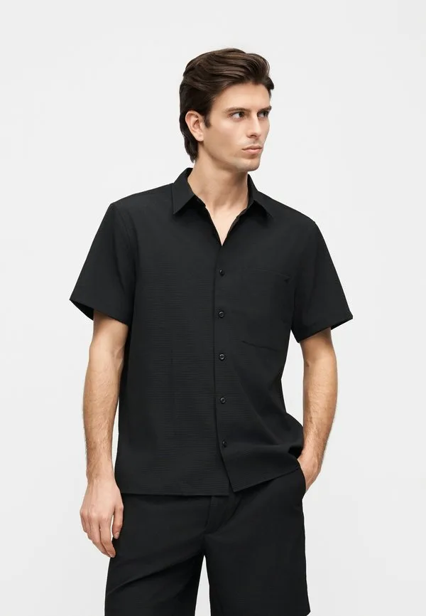 Классическая рубашка из плотной жатой ткани Calvin Klein, Black — фото 3