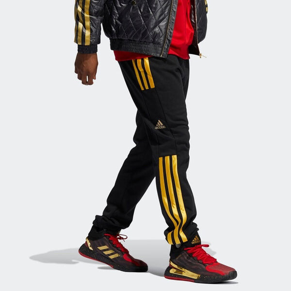 Спортивные штаны adidas Cny Rose Pant Logo Stripe Basketball Sports Long Pants Black, черный — фото 4