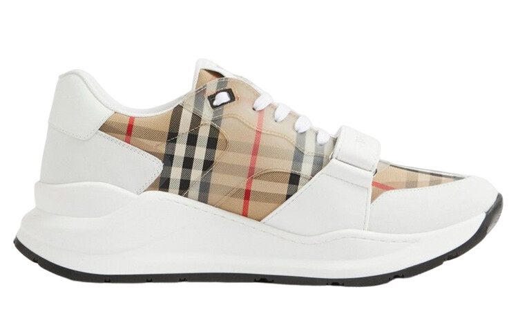 Кроссовки из кожи и клетки, белые, прозрачные, в клетку Burberry — фото 2