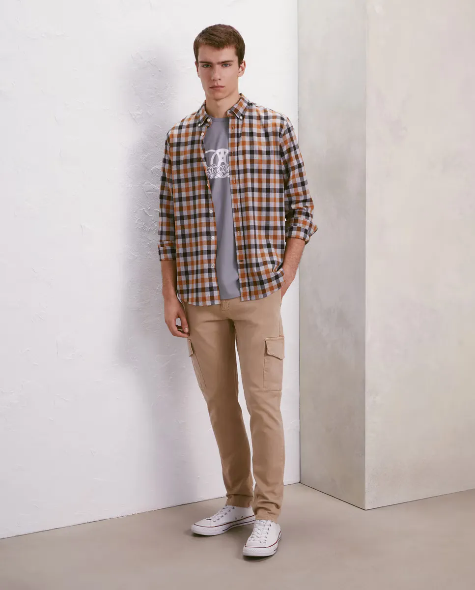 

Мужские узкие хлопковые брюки Garmnet Dye с множеством карманов Easy Wear, цвет Camel