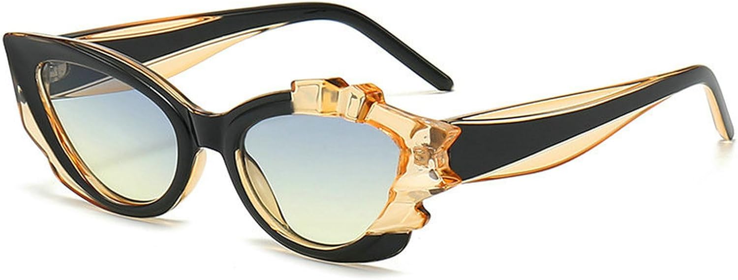 

Солнцезащитные очки COTIA в форме «кошачьих глаз» неправильной формы для женщин, в стиле панк, модные солнцезащитные очки для мужчин, яркие и оригинальные, Black Yellow