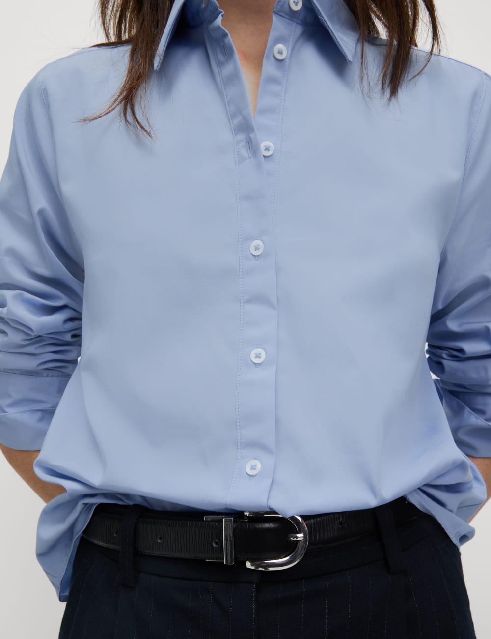 

Рубашка из чистого хлопка на пуговицах Marks & Spencer, цвет Chambray