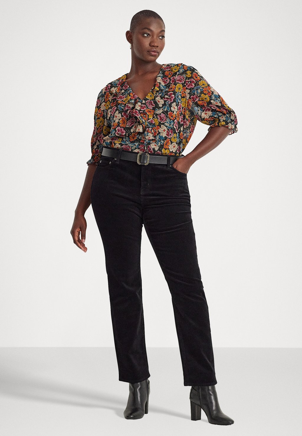 

Брюки STRETCH CORDUROY STRAIGHT TROUSER Lauren Ralph Lauren Woman, черный