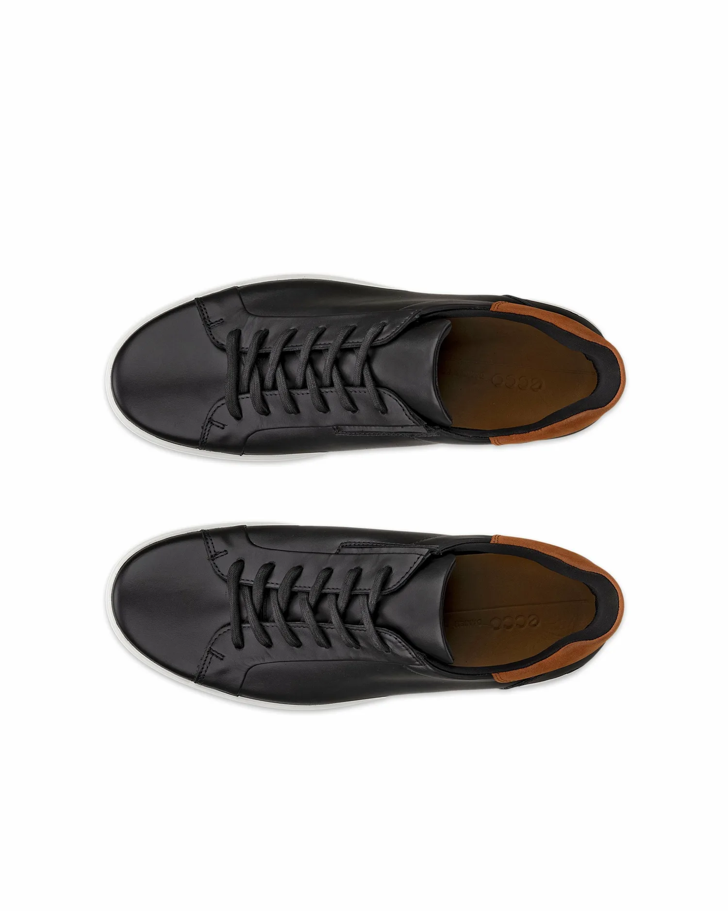 Мужские повседневные кроссовки ECCO Soft 7 из натуральной кожи, BLACK / COGNAC — фото 4