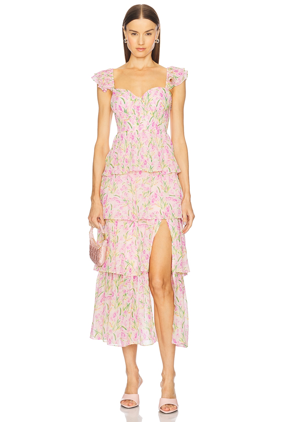 

Платье летнего солнцестояния Astr The Label, pink multi floral