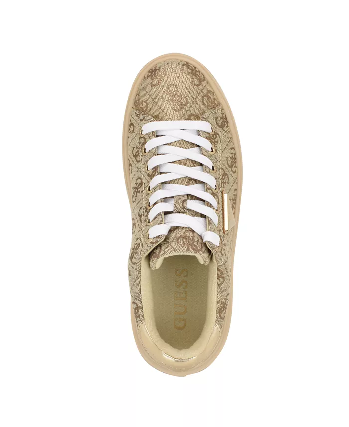 Женские кроссовки Denesa на платформе со шнуровкой Guess, золото — фото 4
