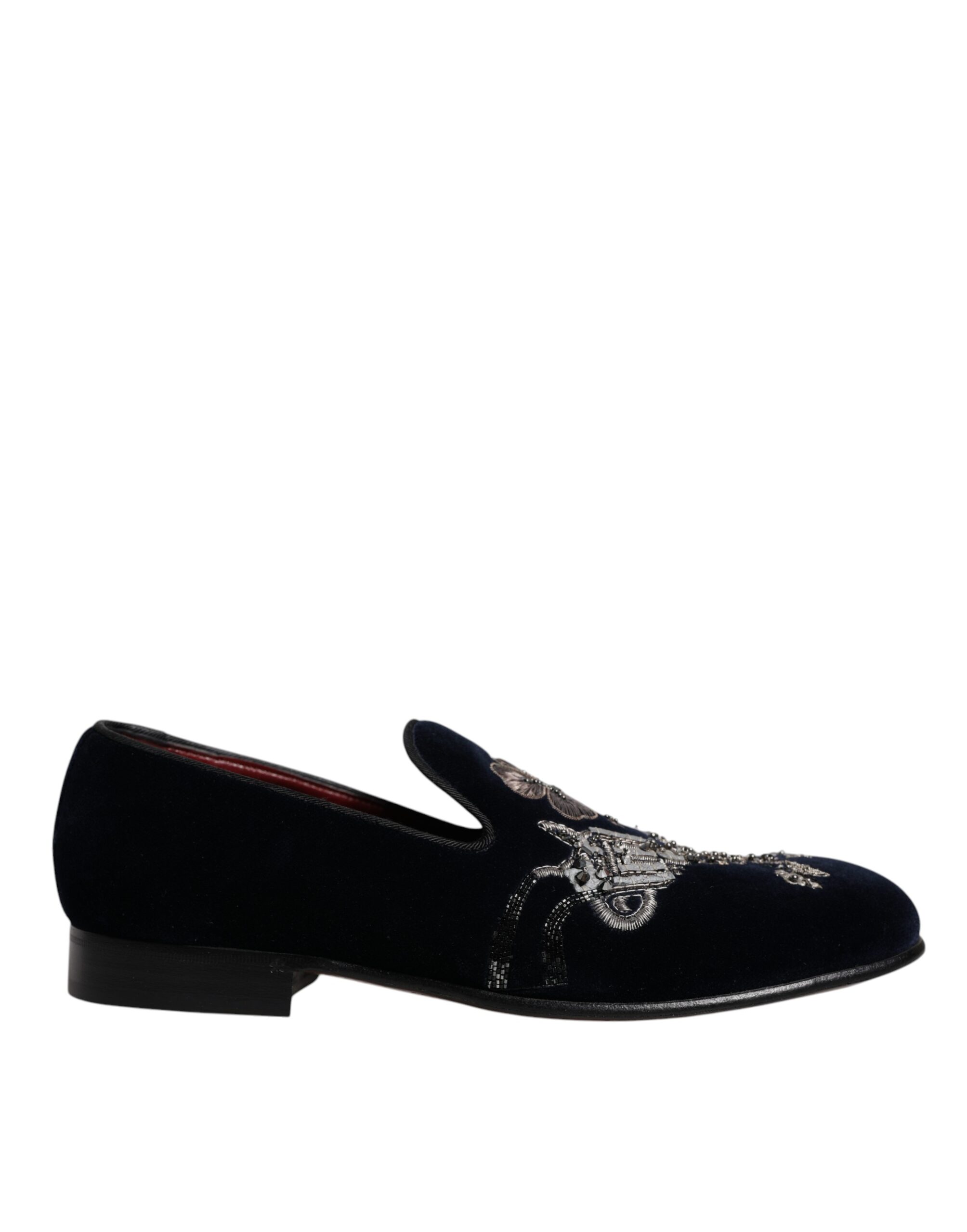 

Черные бархатные туфли-лоферы с цветочным принтом Gun Loafers Dolce & Gabbana