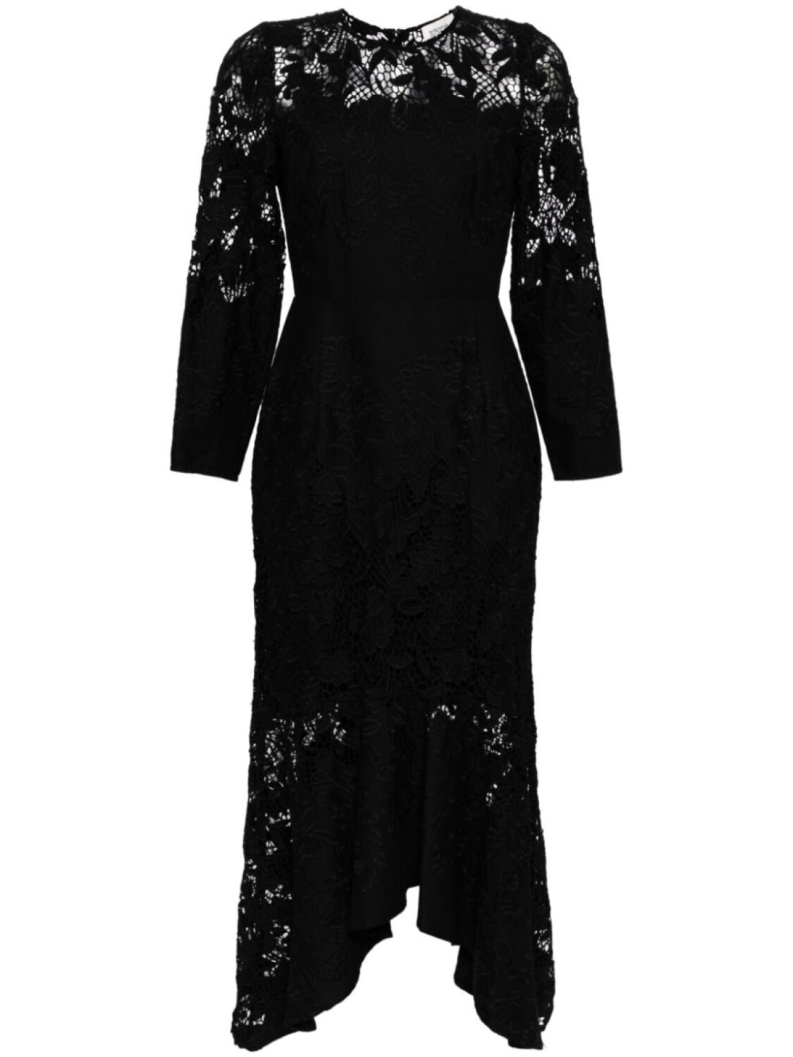 

Marchesa Rosa асимметричное кружевное макси-платье, черный
