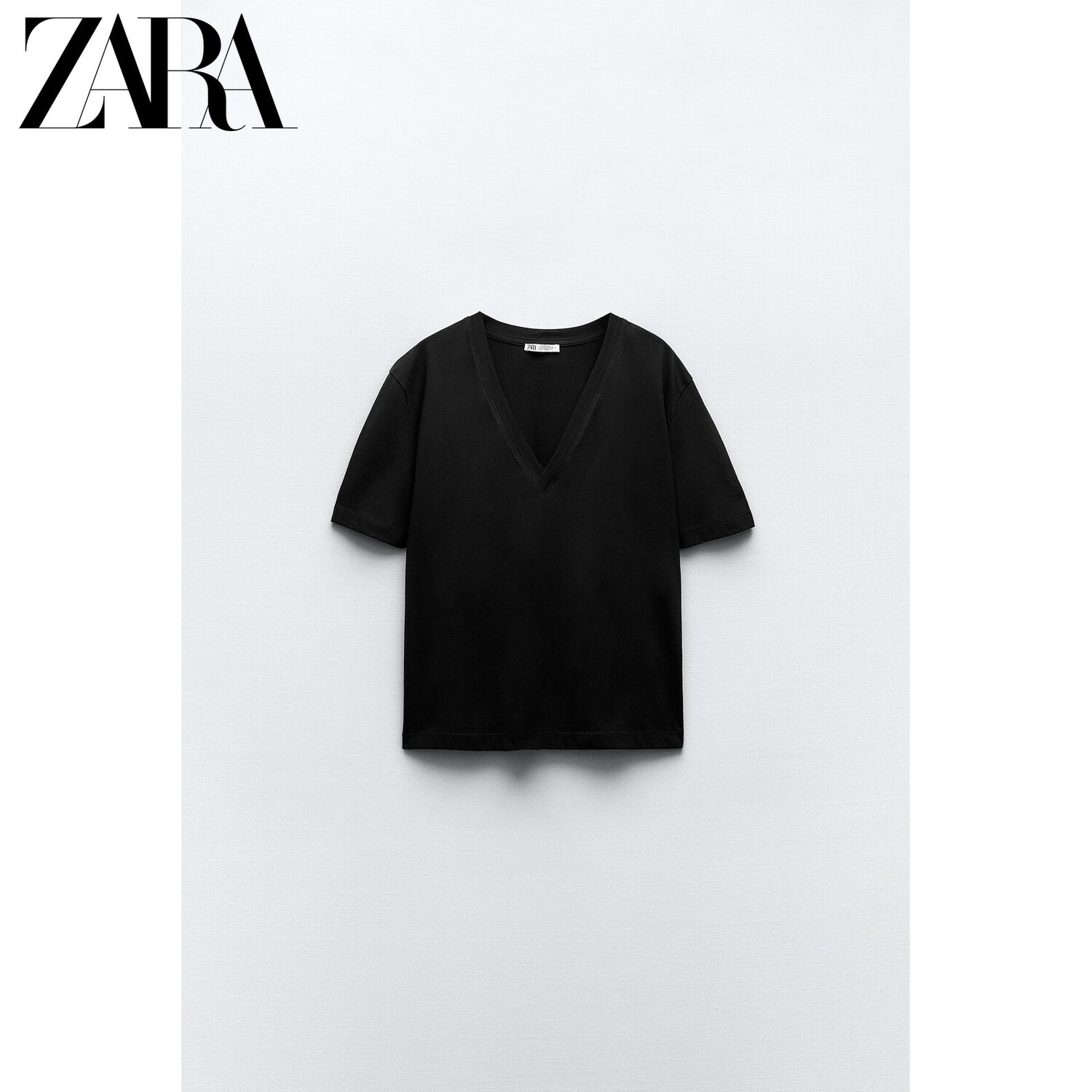 

Футболка женская Zara из хлопка, черный