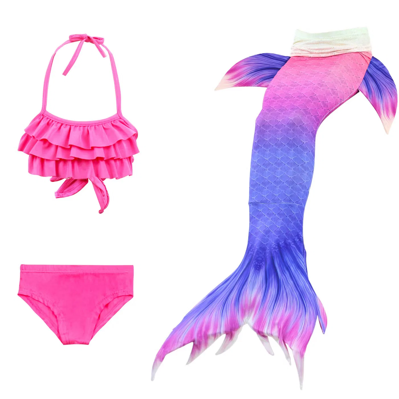 Комплект купальников с бретелями 3-Piece mermaid swimming suit with bikini set Jolly, розовый
