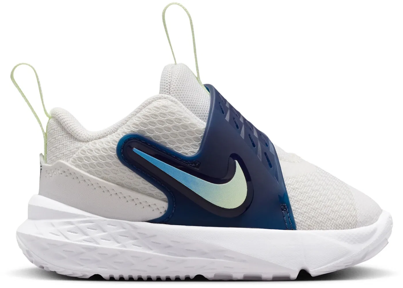 Детские кроссовки для мальчиков с вставками Nike Team Hustle D 12 Nike, Summit White Midnight Navy University Blue Volt Tint