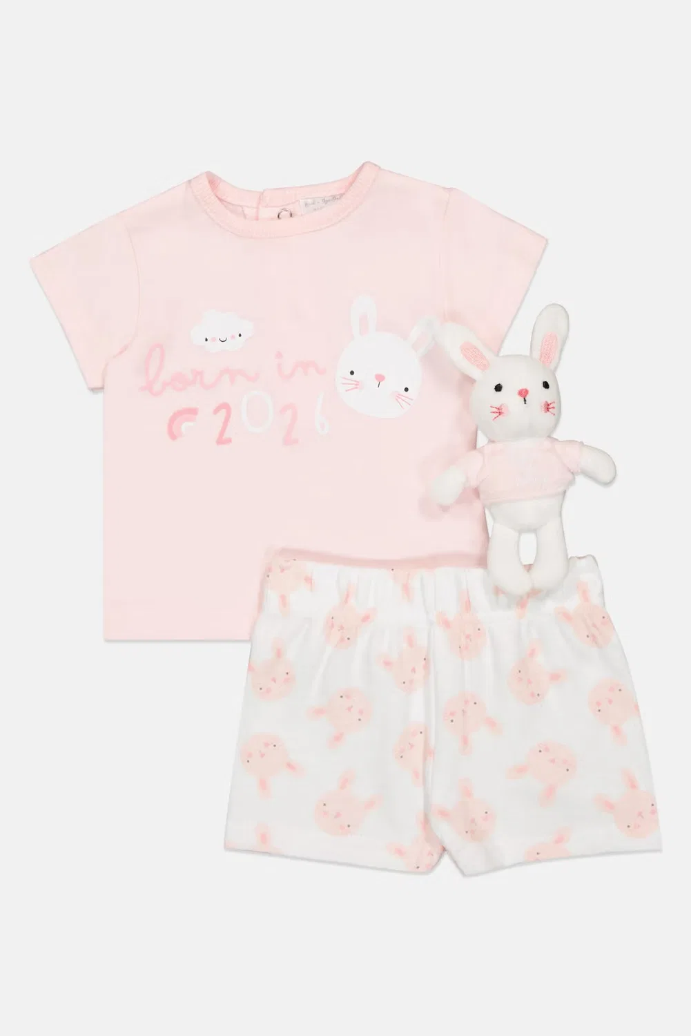 Комплект для девочки с принтом из топа шорт и плюшевой игрушки Rock-A-Bye Baby Boutique, разноцветный — фото 4