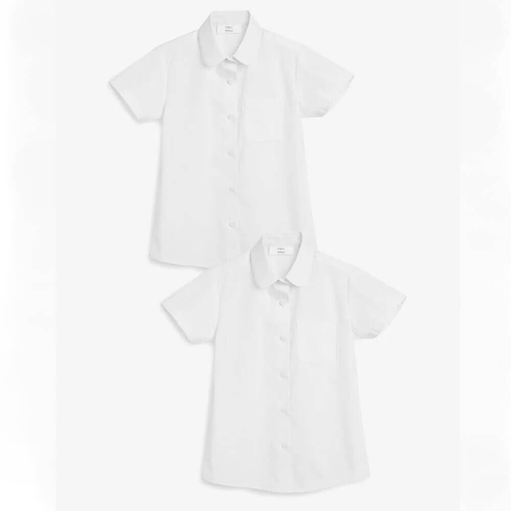 

Комплект рубашек для девочки Next Short Sleeve Curved Collar, 2 штуки, белый