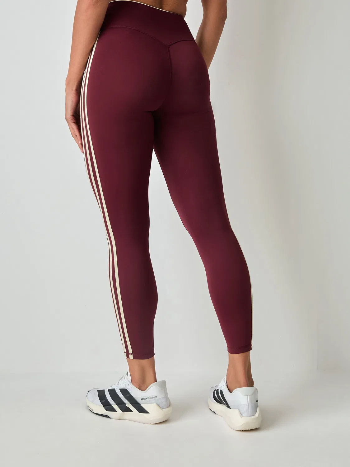 Спортивные леггинсы с 3 полосками темно-бордового цвета adidas Originals — фото 3
