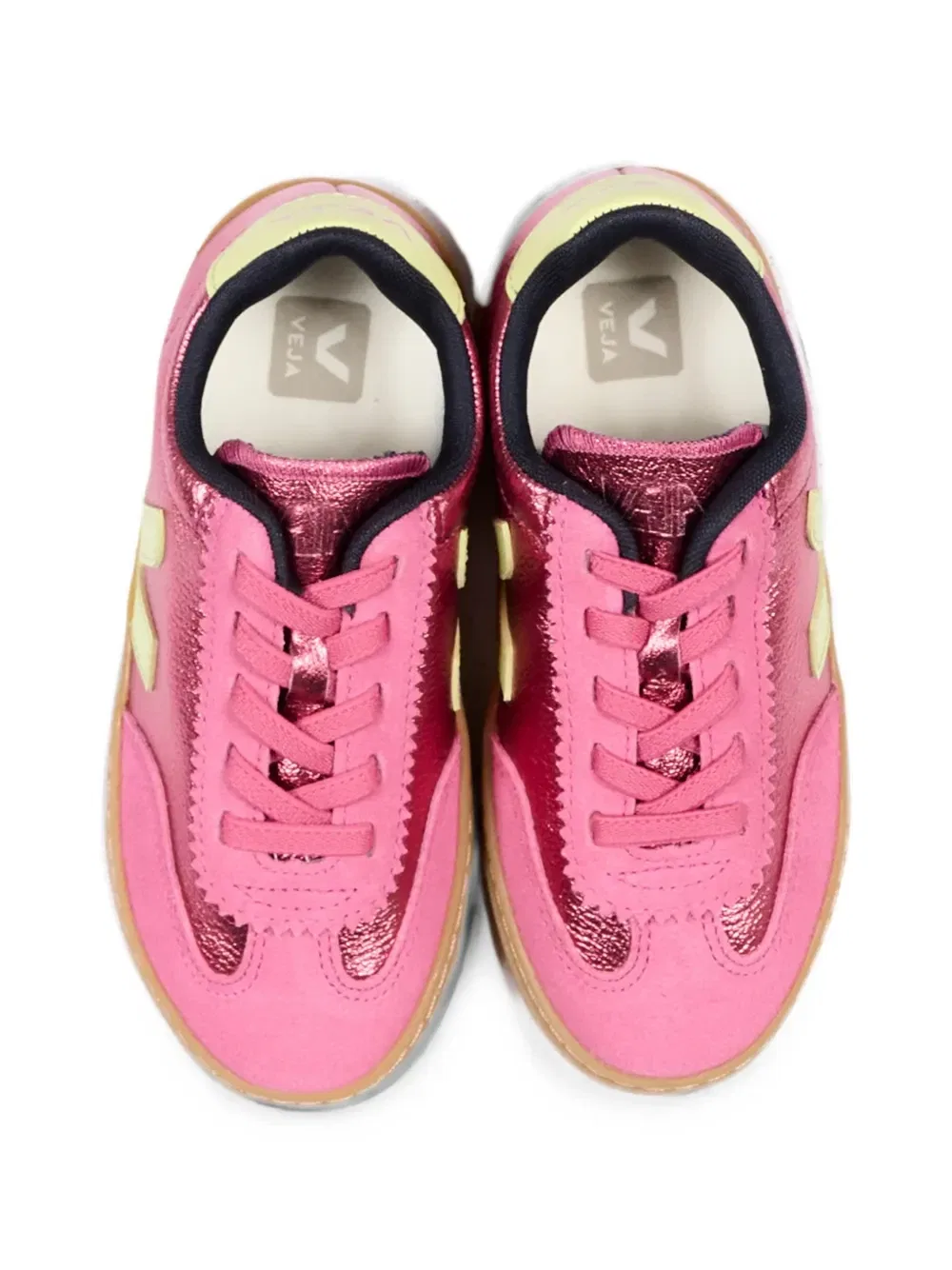 Кроссовки Volley из кожи с эффектом металлик Veja Kids, розовый — фото 4