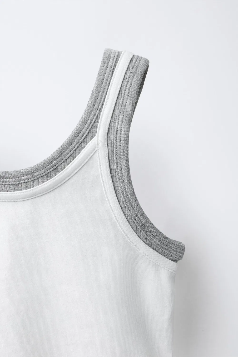Контрастный двухслойный топ ZARA, White — фото 3