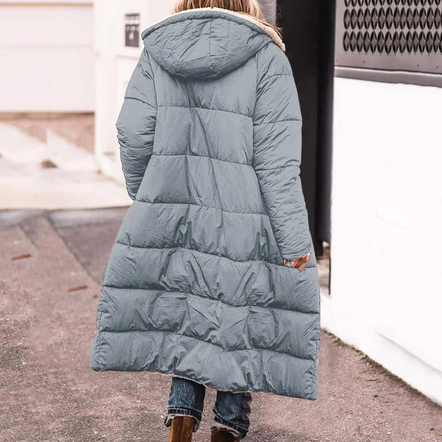 Женская куртка с капюшоном, стеганая, на флисе, Winter Jackets, grey — фото 2