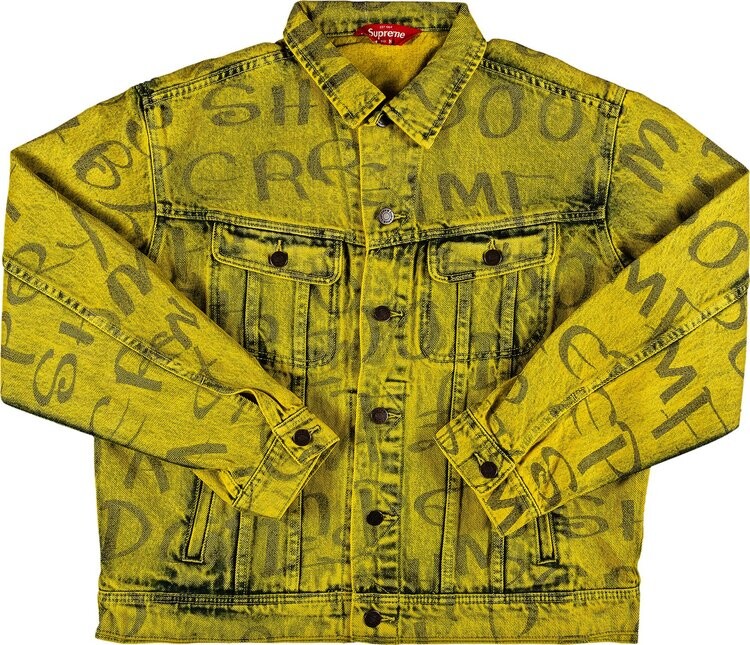 

Куртка Supreme Black Ark Denim Trucker Jacket 'Fluorescent Yellow', желтый