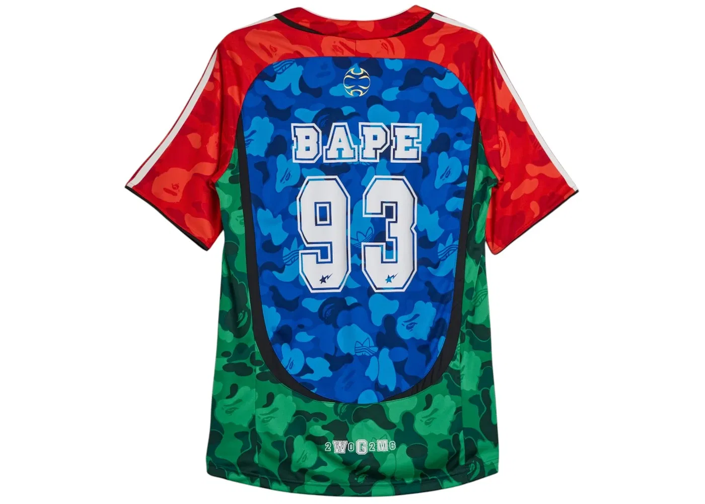 Мужская футболка с принтом Adidas x BAPE Teamgeist Home Tee, Blue/Red/Green — фото 2