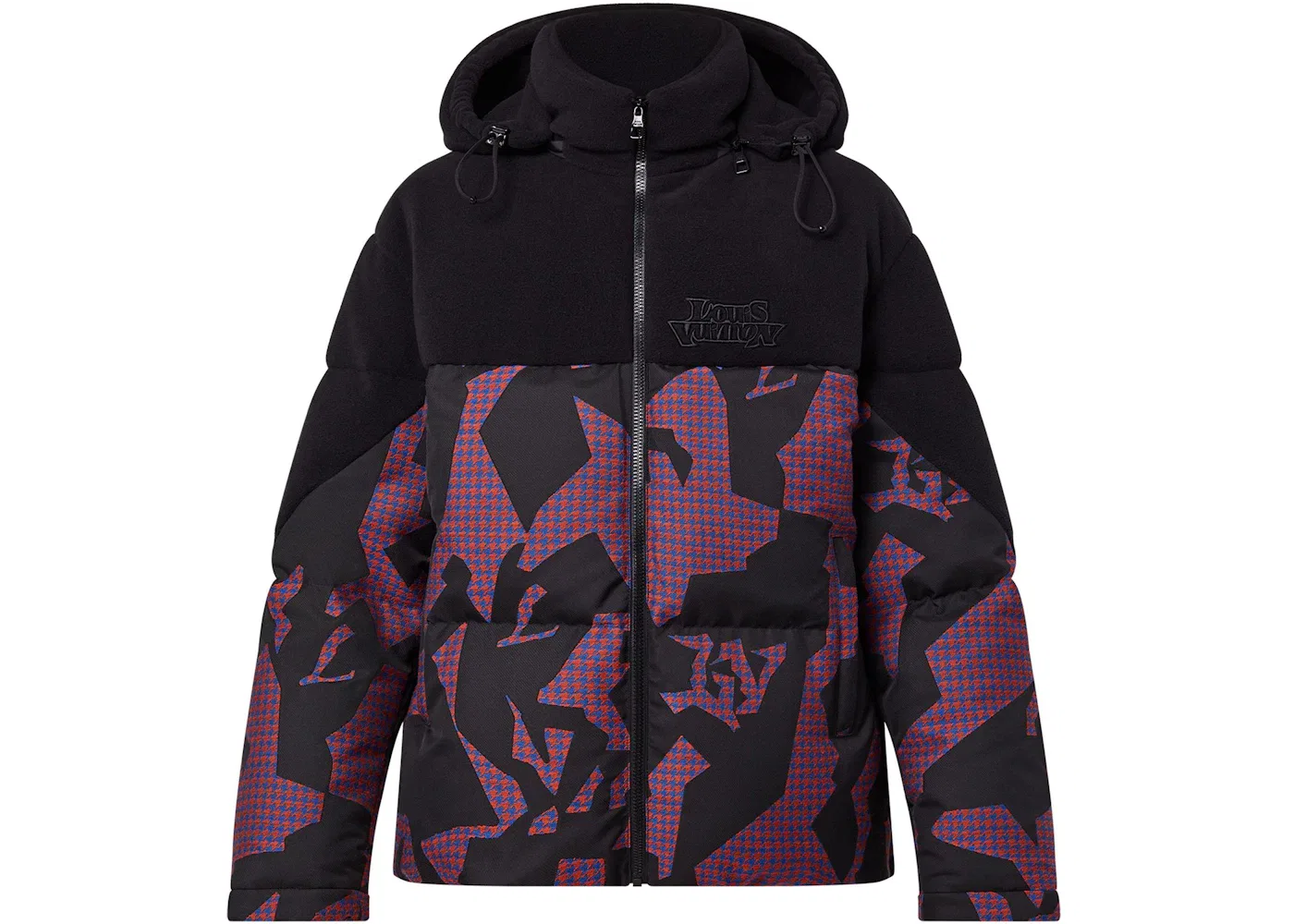 Мужская куртка-пуховик с капюшоном Bimaterial Louis Vuitton, Black/Violet