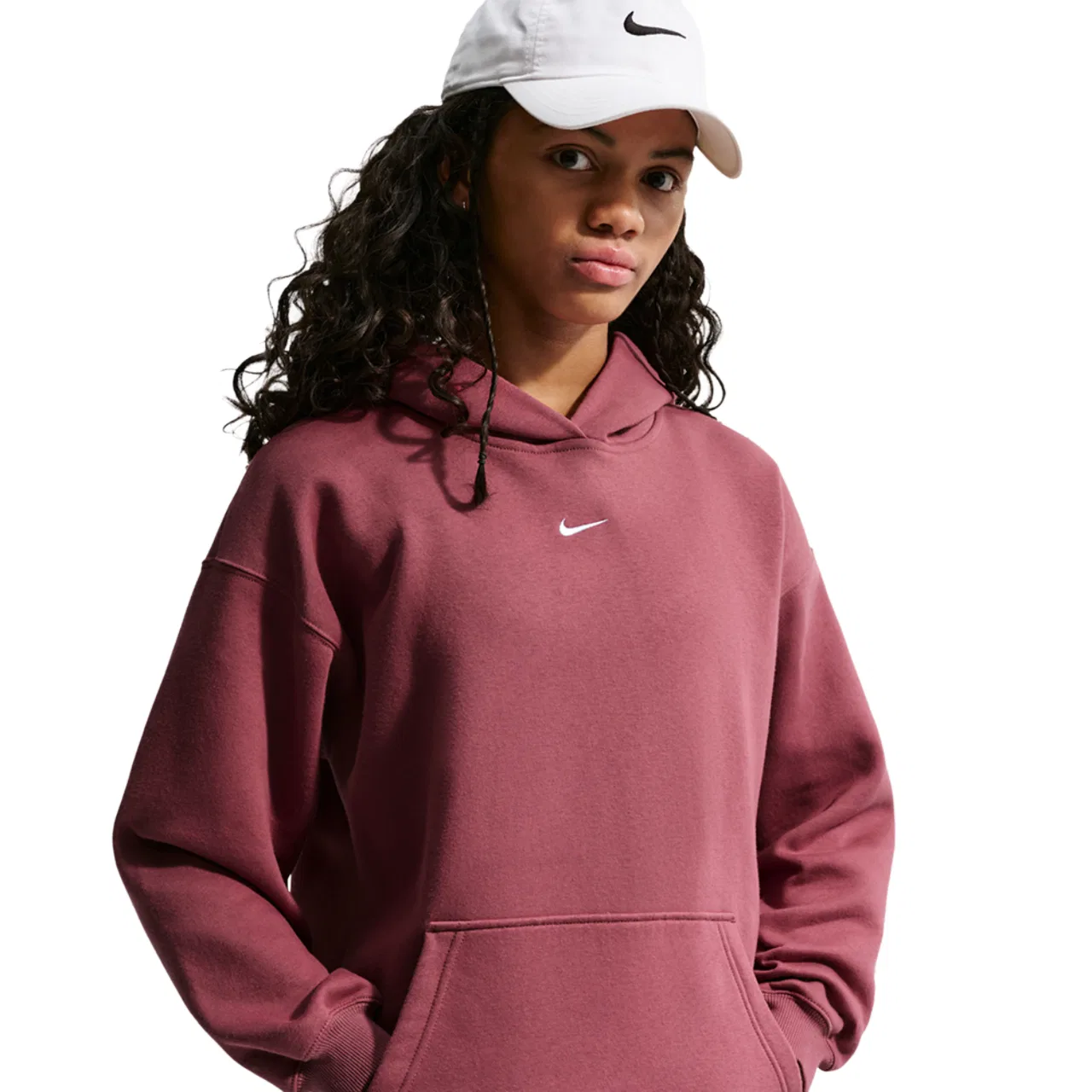 Детский свитшот с капюшоном, оверсайз, Nike NSW Studio Fleece OS PO Hoodie, Pink Smoke/White