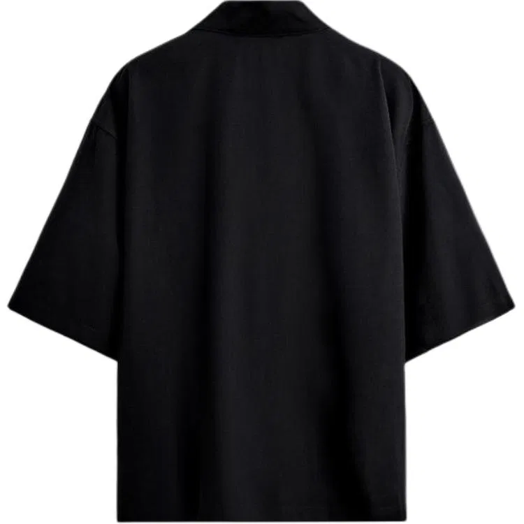 Мужская рубашка с кубинским воротником Black ZARA, Black — фото 3