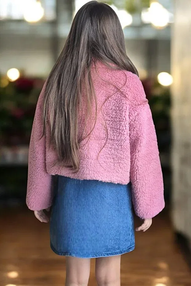 Детское пальто для девочек хлопковое Crop Qub Club, Pink — фото 4
