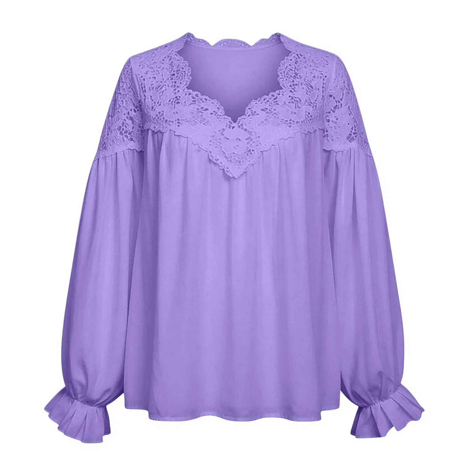 Женская блуза винтажная с колокольчиковыми рукавами HUIFUAO, Z11 Purple — фото 4