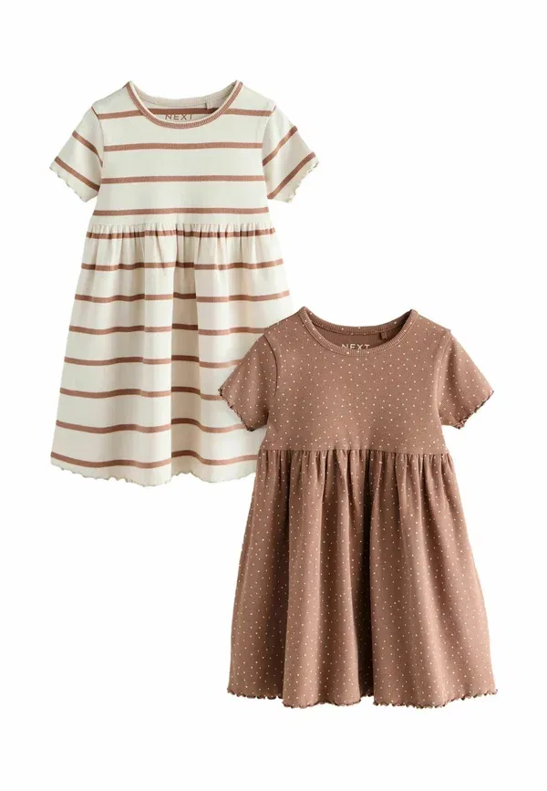 Комплект из 2 платьев с коротким рукавом Day Dress Next, коричневый