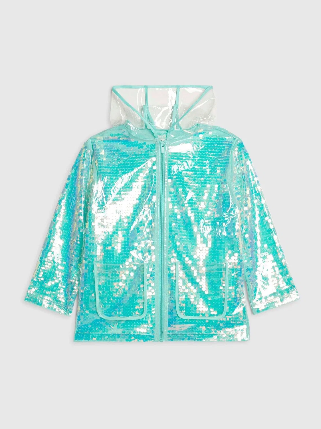 Плащ дождевик с капюшоном River Island, синий
