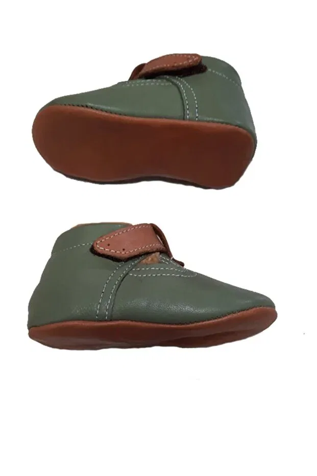 Детские ботиночки для новорожденных с меховым воротником First step furry baby booties Kapar, Khaki — фото 3