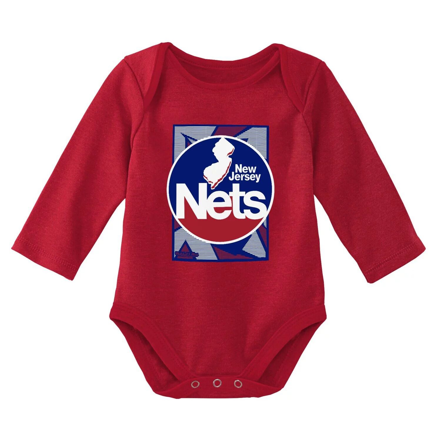 Для новорожденных и младенцев Mitchell & Ness Синий/Красный Нью-Джерси Сетки Классические боди из трех предметов из твердой древесины и комплект вязаной шапки с манжетами Unbranded — фото 2