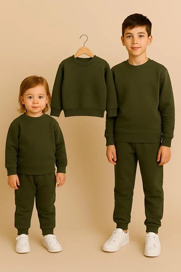 Детский спортивный комплект из футера Ueskids, Khaki — фото 3