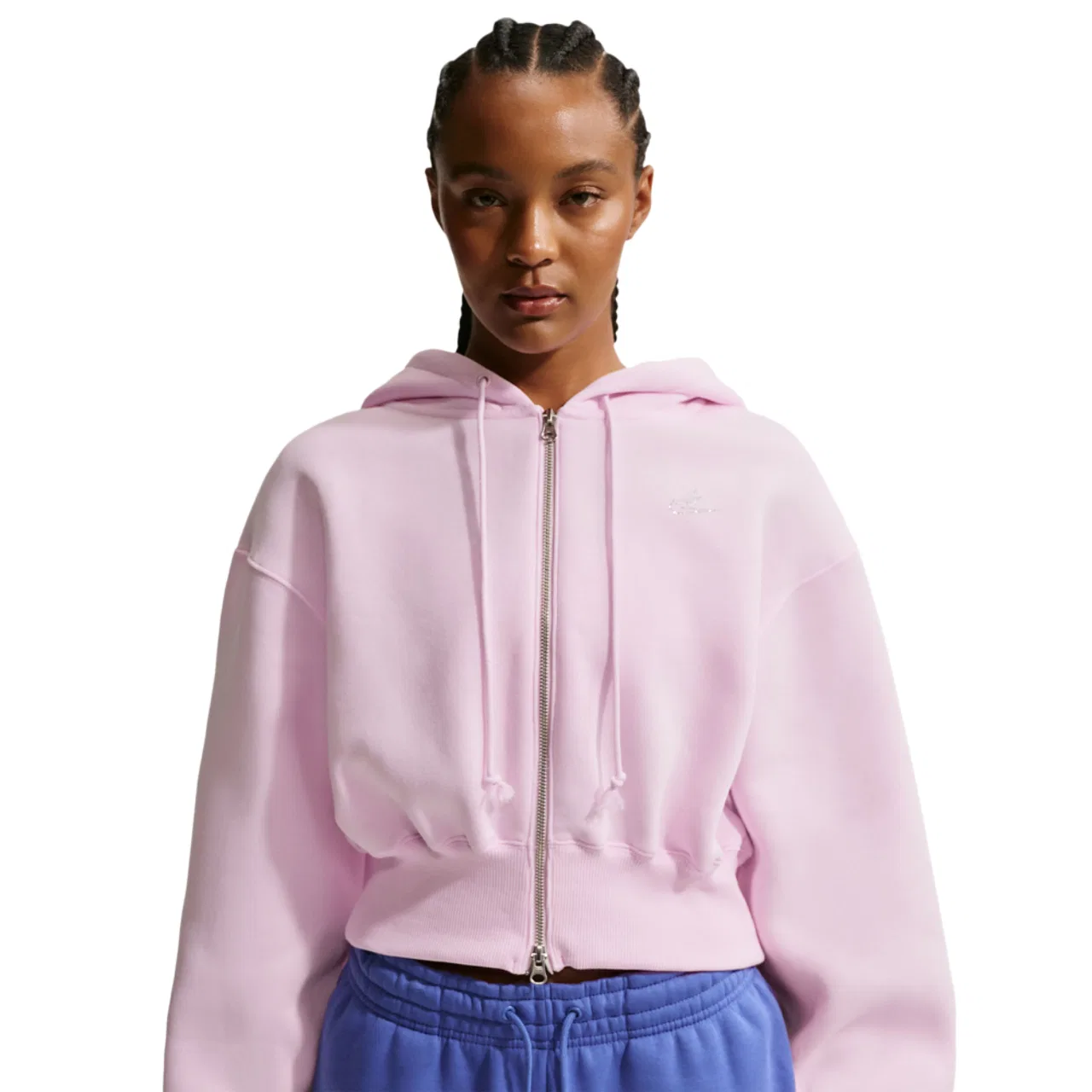 Женское худи-кроп Nike NSW Phoenix Fleece Bling Full-Zip, цвет Pink Foam/Pink Foam