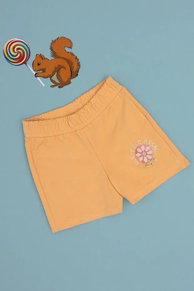 Детские шорты для девочек с пайетками и вышивкой U.S. Polo Assn., Melon — фото 3