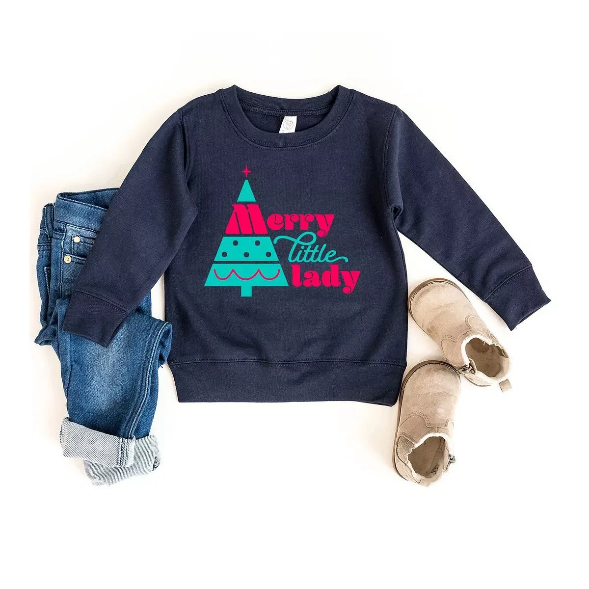 Детский свитшот для девочек с принтом Merry Little Lady The Juniper Shop, Navy — фото 2
