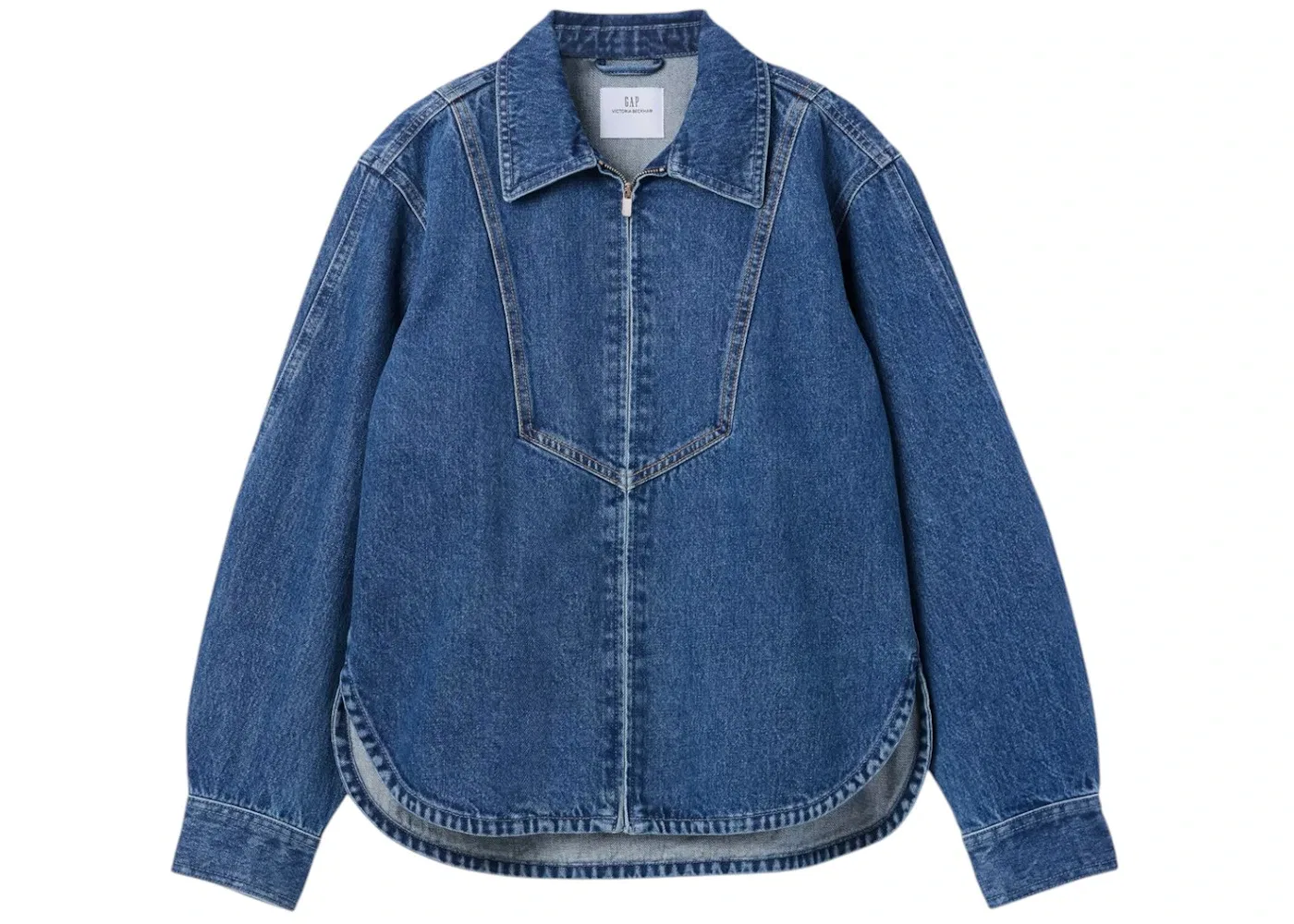 Женская джинсовая рубашка на молнии Gap x Victoria Beckham, цвет Medium Rinse Wash