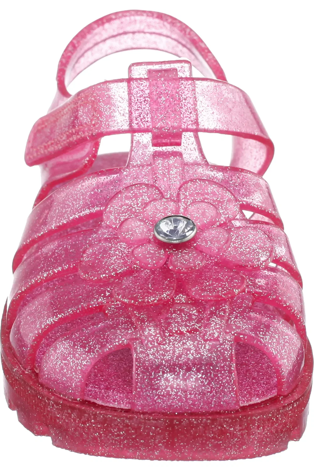 Сандалии детские водонепроницаемые с цветочным аппликацией Pink Glitter Jelly Nina — фото 4