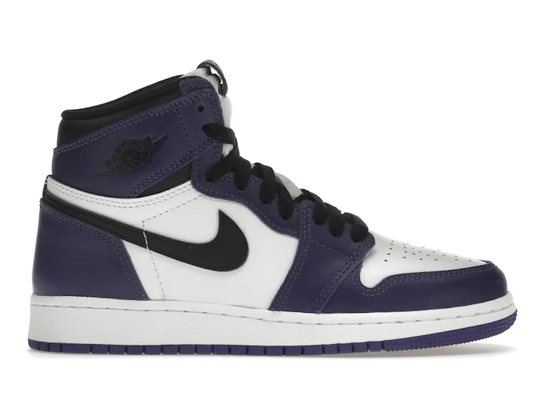 Детские кроссовки с высоким верхом Jordan 1 Retro High Court Purple White, Court Purple/White-Black