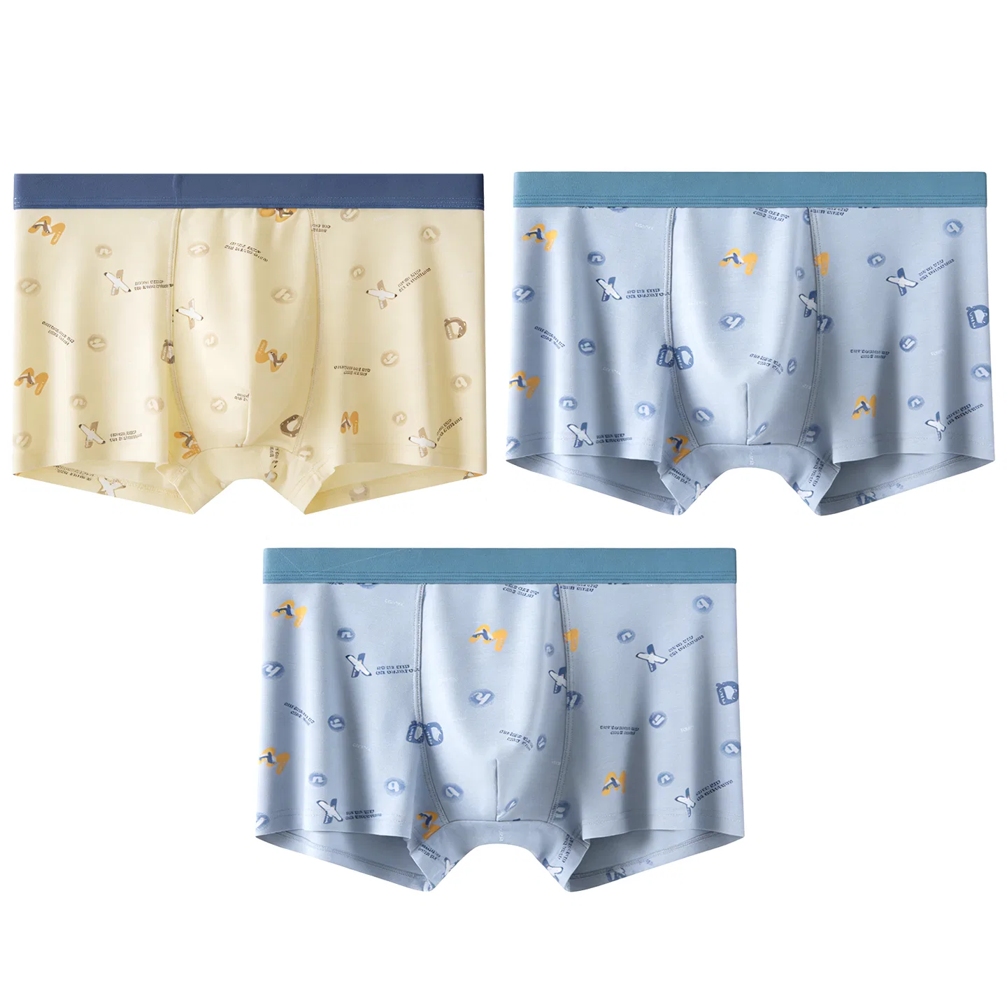 Детские трусы для мальчиков с принтом Red bean, Light Gray Blue