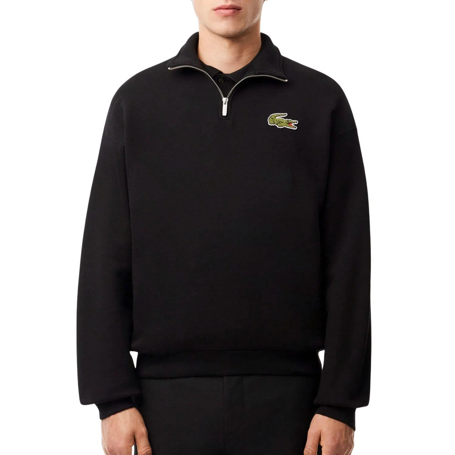 Мужской пуловер с полузастежкой Lacoste, Черный