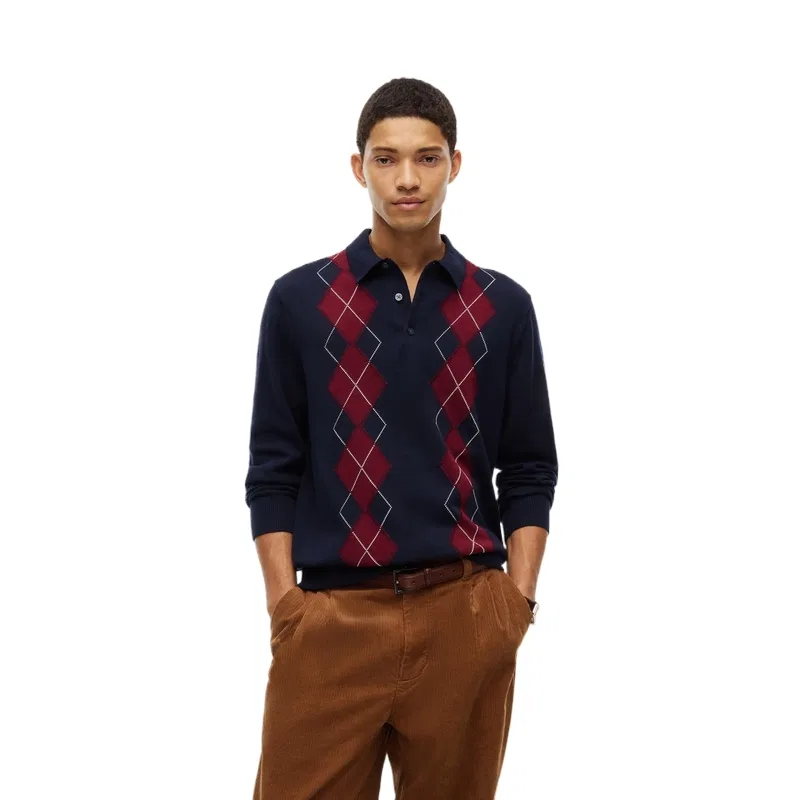 Мужской джемпер-поло с воротником DW5, Tommy Hilfiger, Navy Blue Red Multicolor