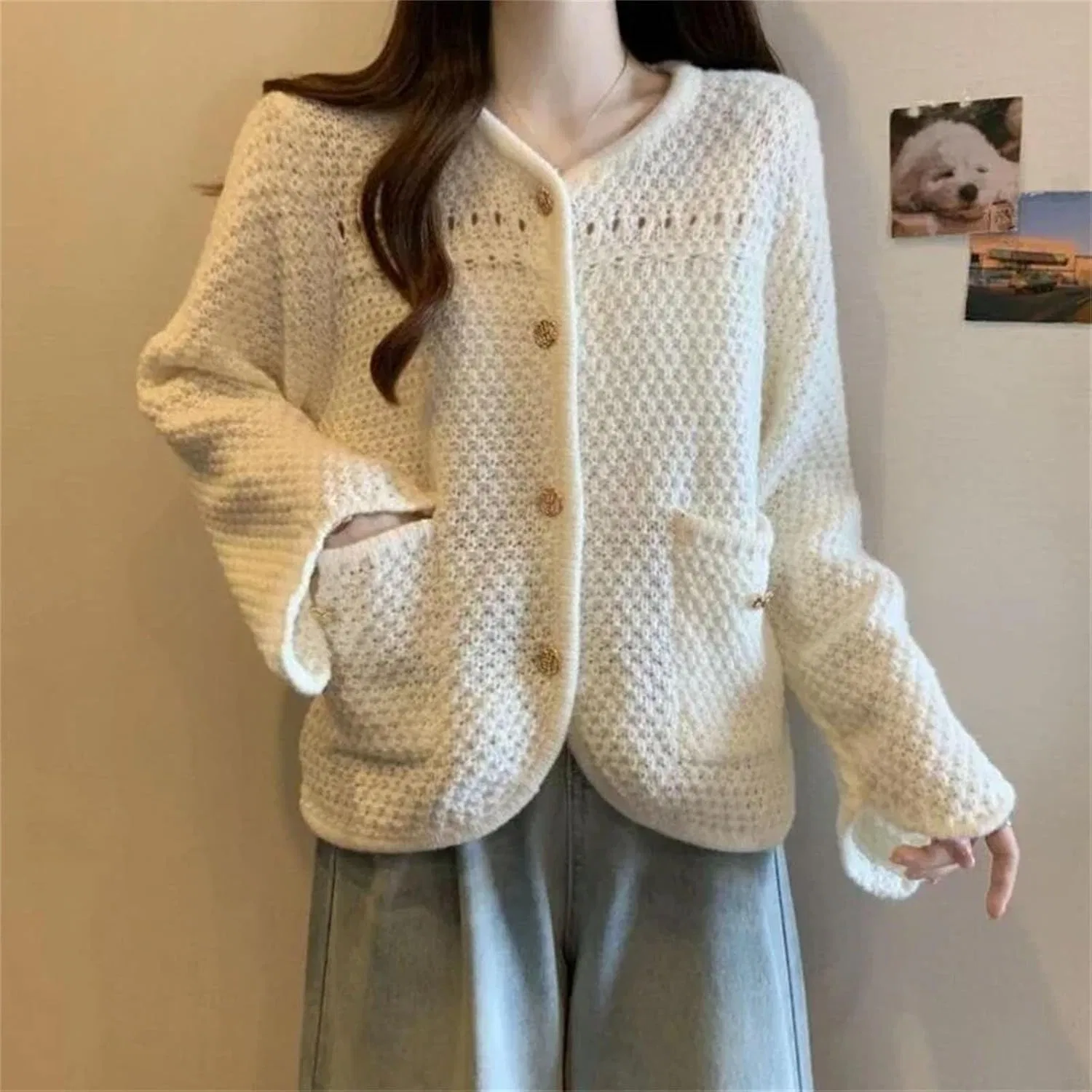 Женский сетчатый кардиган с принтом, Off White Sweater — фото 2