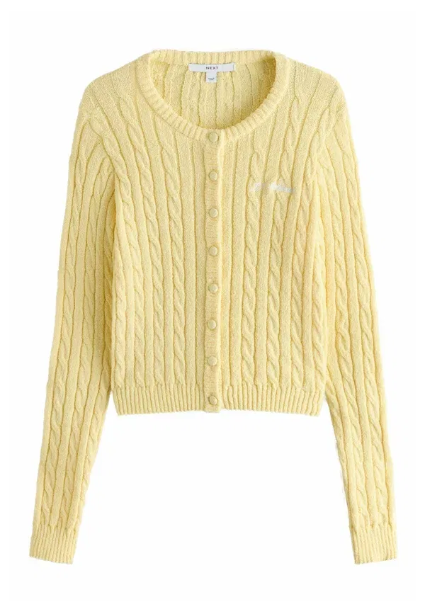 Кардиган с косами Cable Knit Next, Butter Yellow, желтый