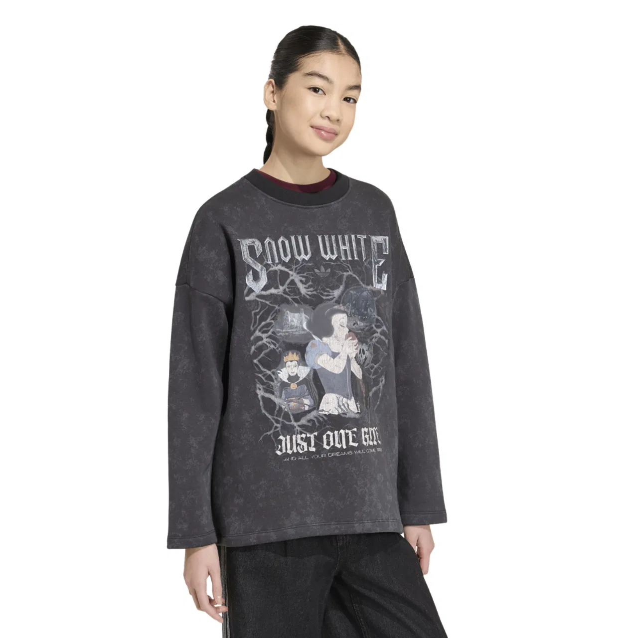Детская футболка с длинным рукавом, оверсайз, с принтом, adidas Originals x Disney Villains OS Hockey LS Shirt, adidas, Black
