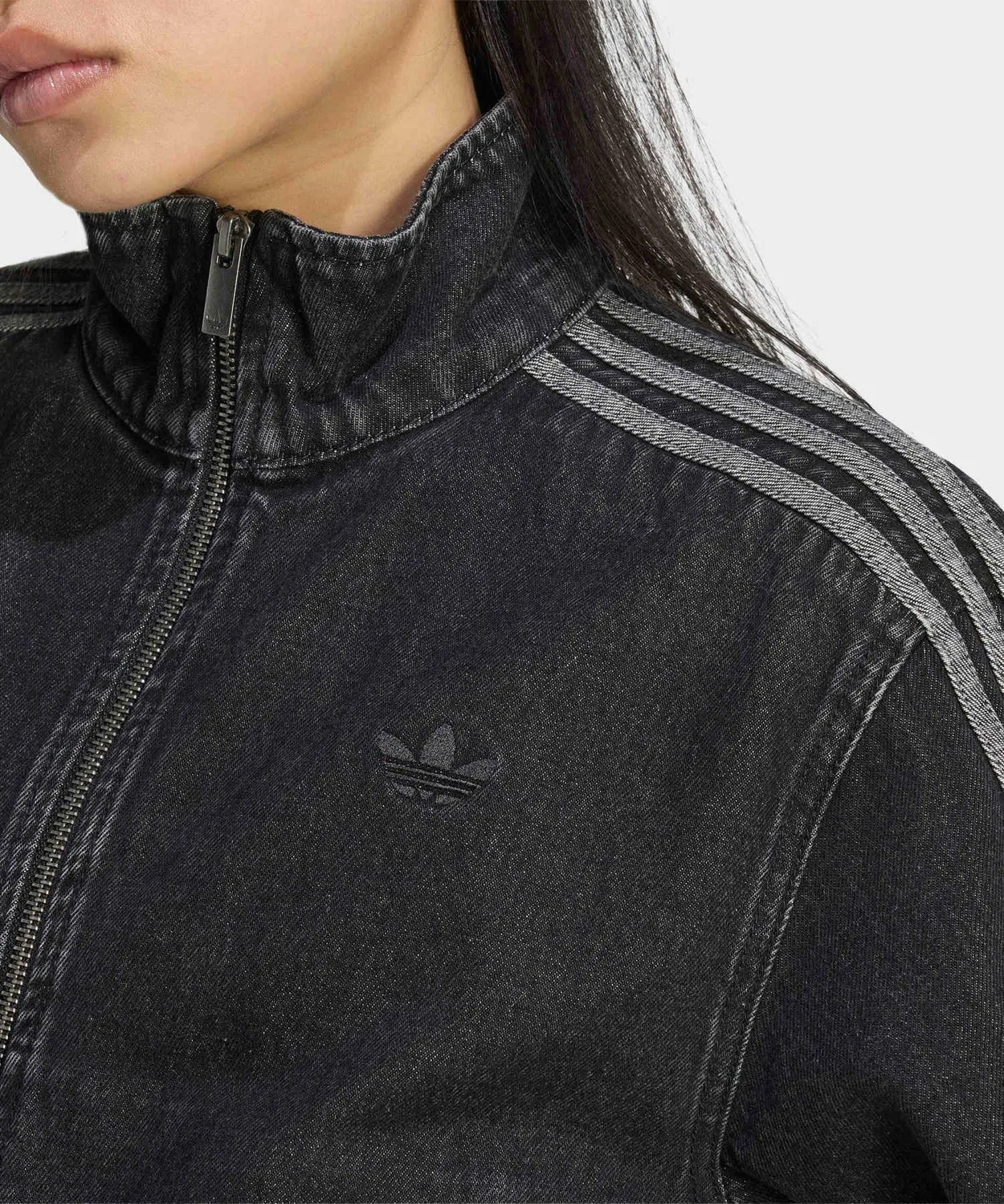 Женская джинсовая куртка с молнией Firebird Denim Track Top Adidas, Black — фото 3