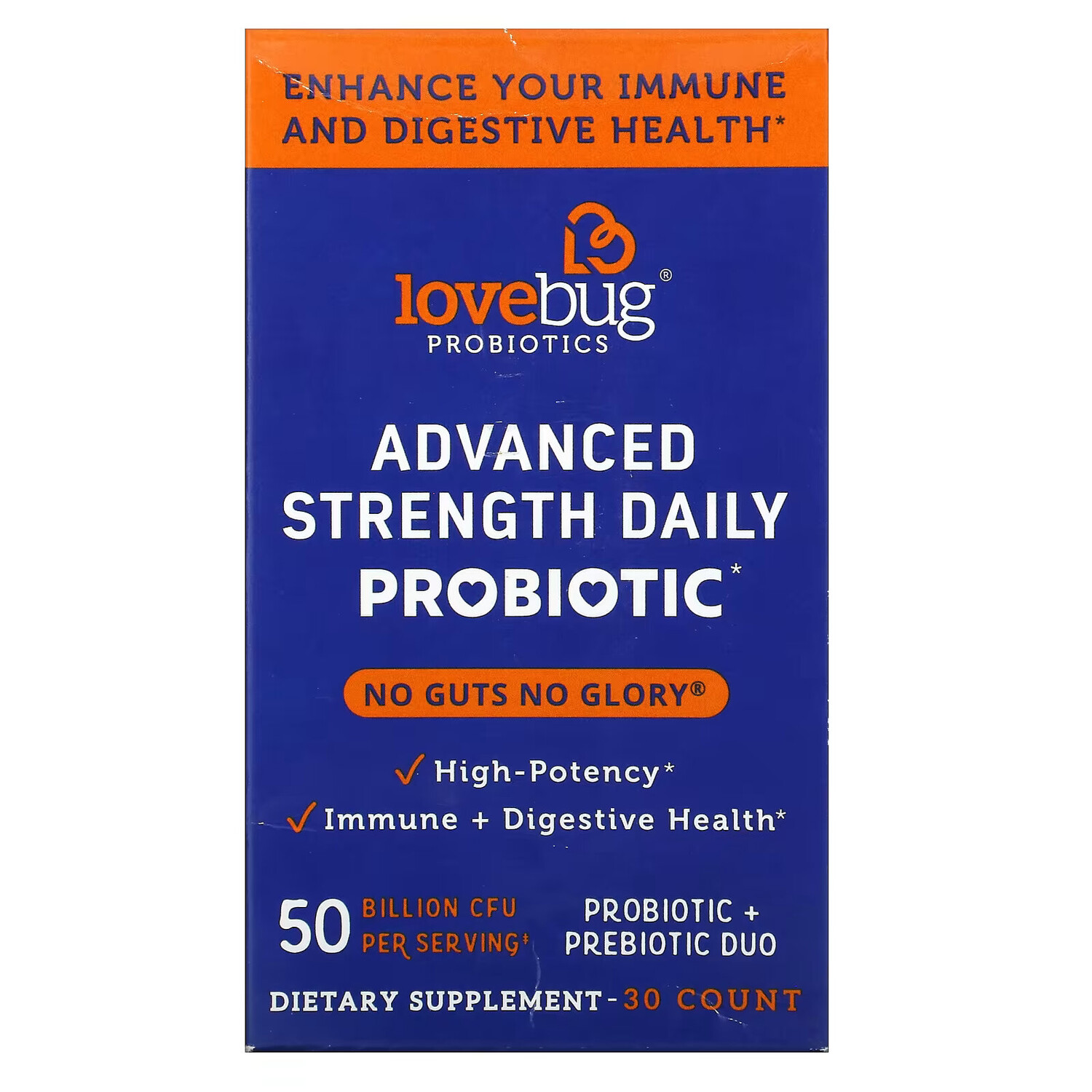 

LoveBug Probiotics, Advanced Strength, пробиотик для ежедневного приема, 50 млрд КОЕ, 30 штук